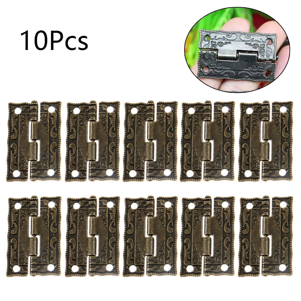10Pcs Antique Embossing Butt Hinge for Door Window Cabinet (36x23mm)