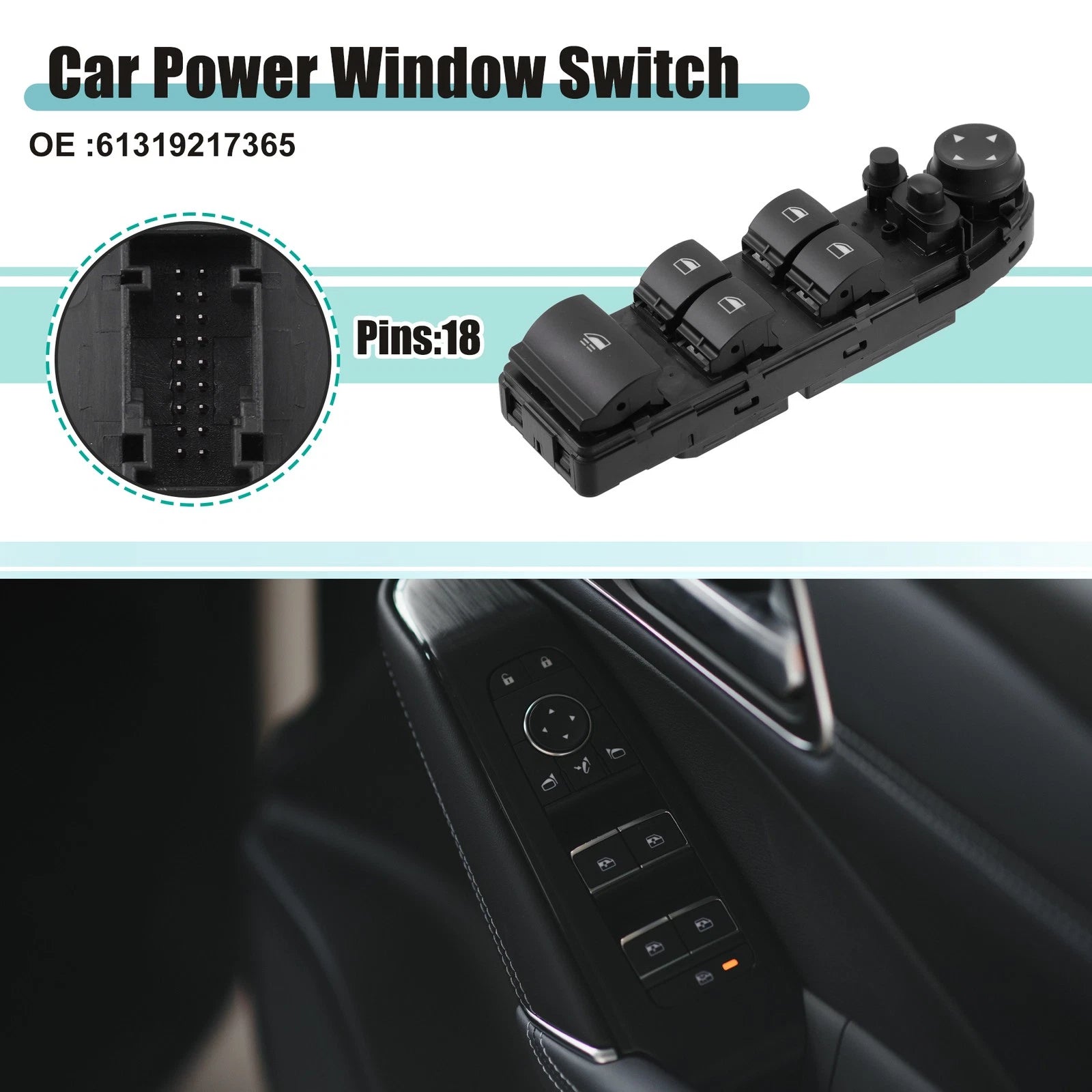 Power Window Switch Front Left Driver Side for BMW M3 (2001–2013)