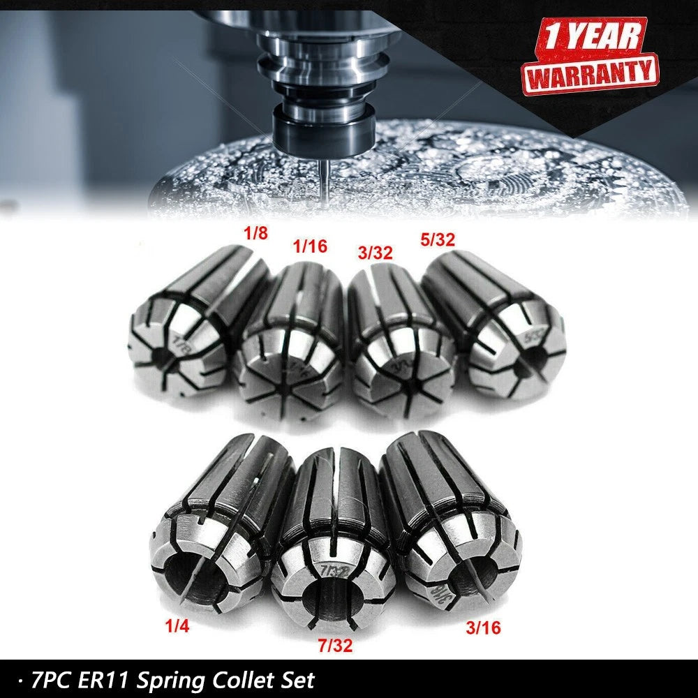 7Pcs ER11 Spring Collet for CNC Milling Lathe Tool (1/16"-1/4")