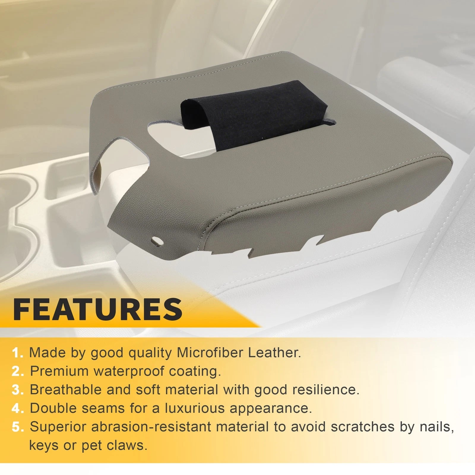 Car Center Console Armrest Cover Dune Tan Replacement for Chevy Silverado Sierra (2014–2018)