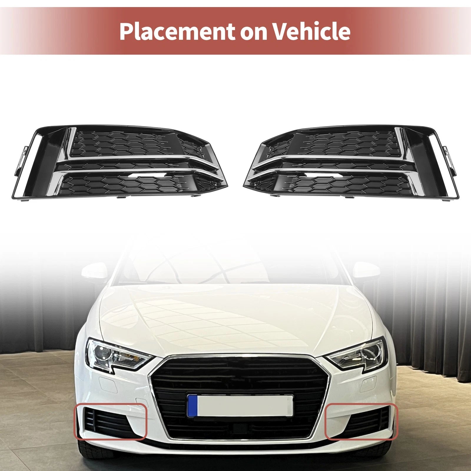 Front Fog Light Grill Replacement for Audi A4 B9 S Line (2016–2021)