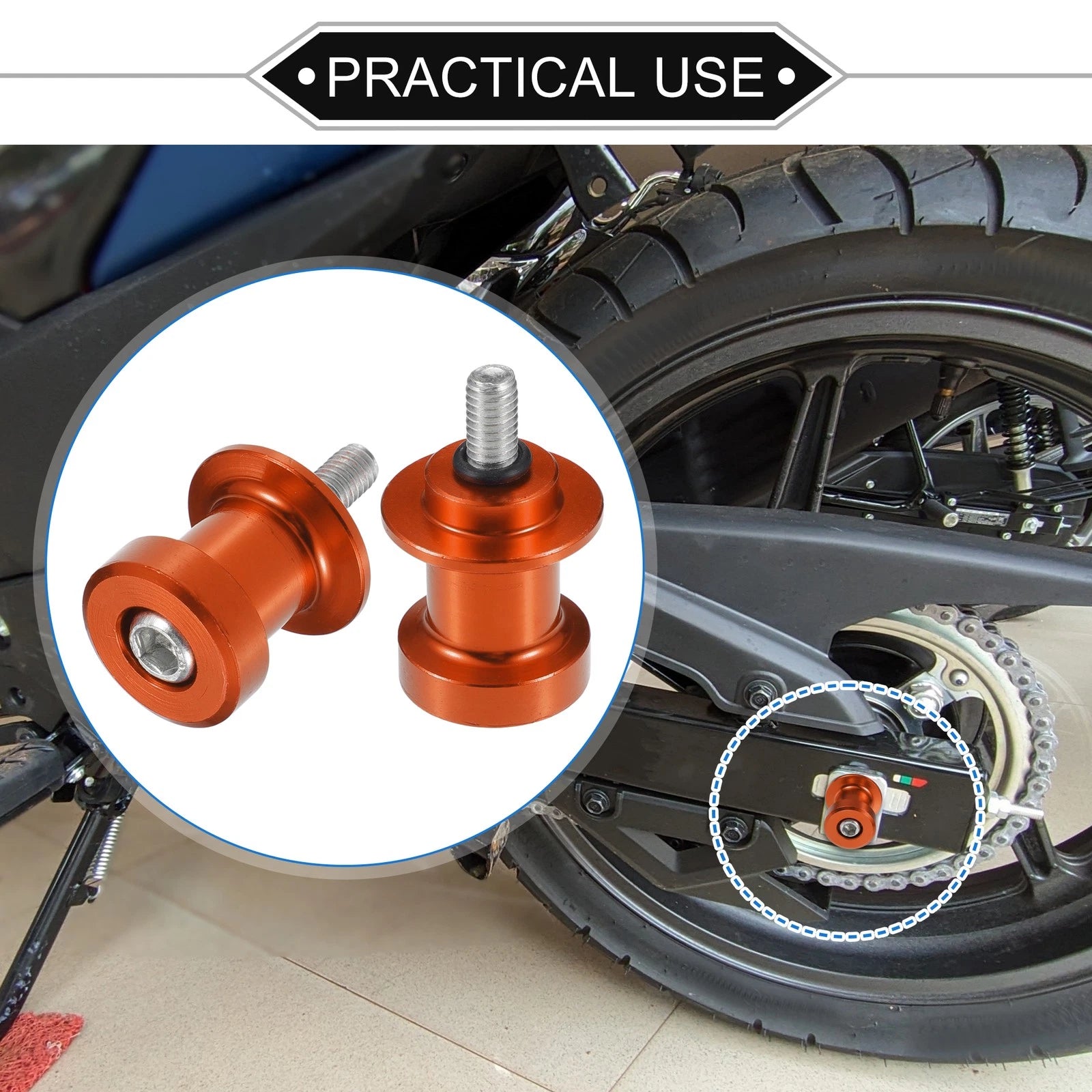 Motorcycle Swingarm Spools Replacement 6mm CNC for Stand Universal Pair (—)