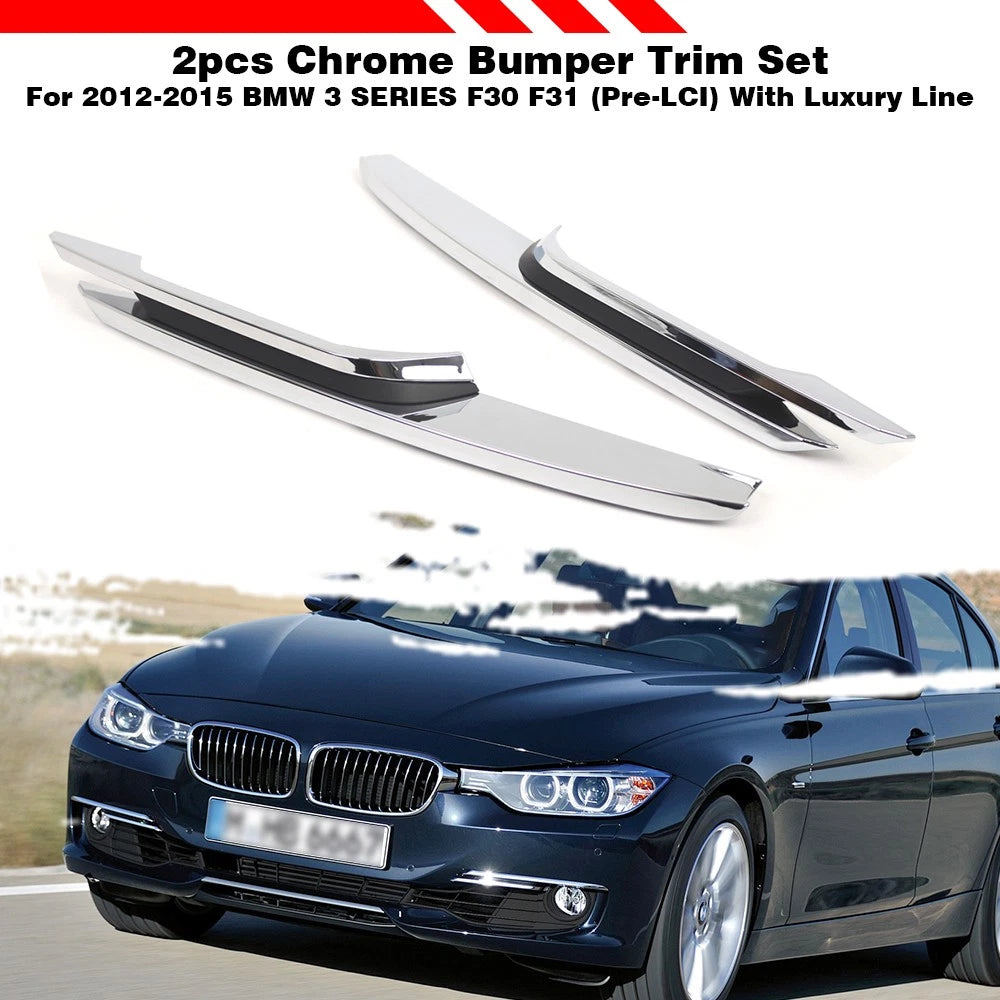 2X Chrome Bumper Trim Set for BMW 328i/320i (2012–2015)