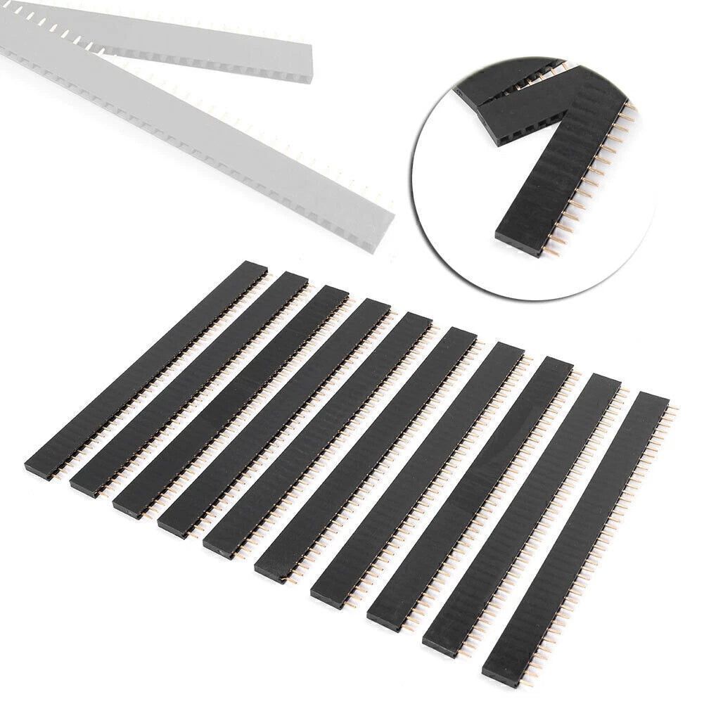 10x 2.54mm 40-Pin Single Row Female Pin Header Strip PCB Connector