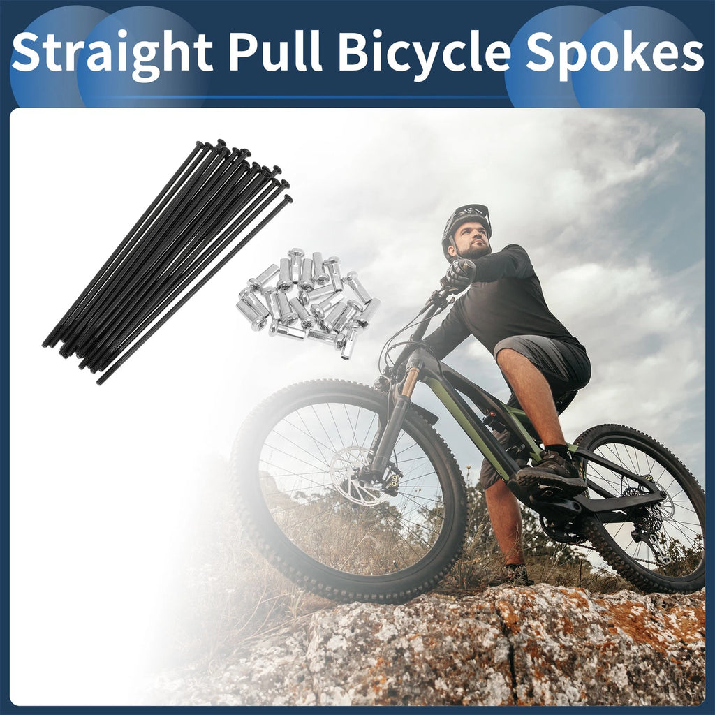 Straight Pull Bicycle Spokes 94mm Set for 14G Carbon Steel Black (Qty 20)