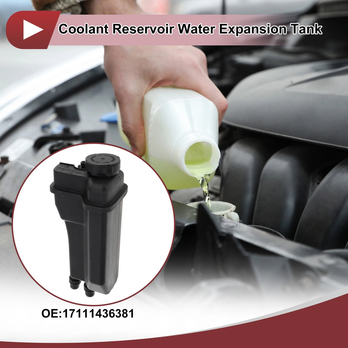 Coolant Expansion Overflow Tank Replacement with Cap for BMW 5 Series (2004–2010)