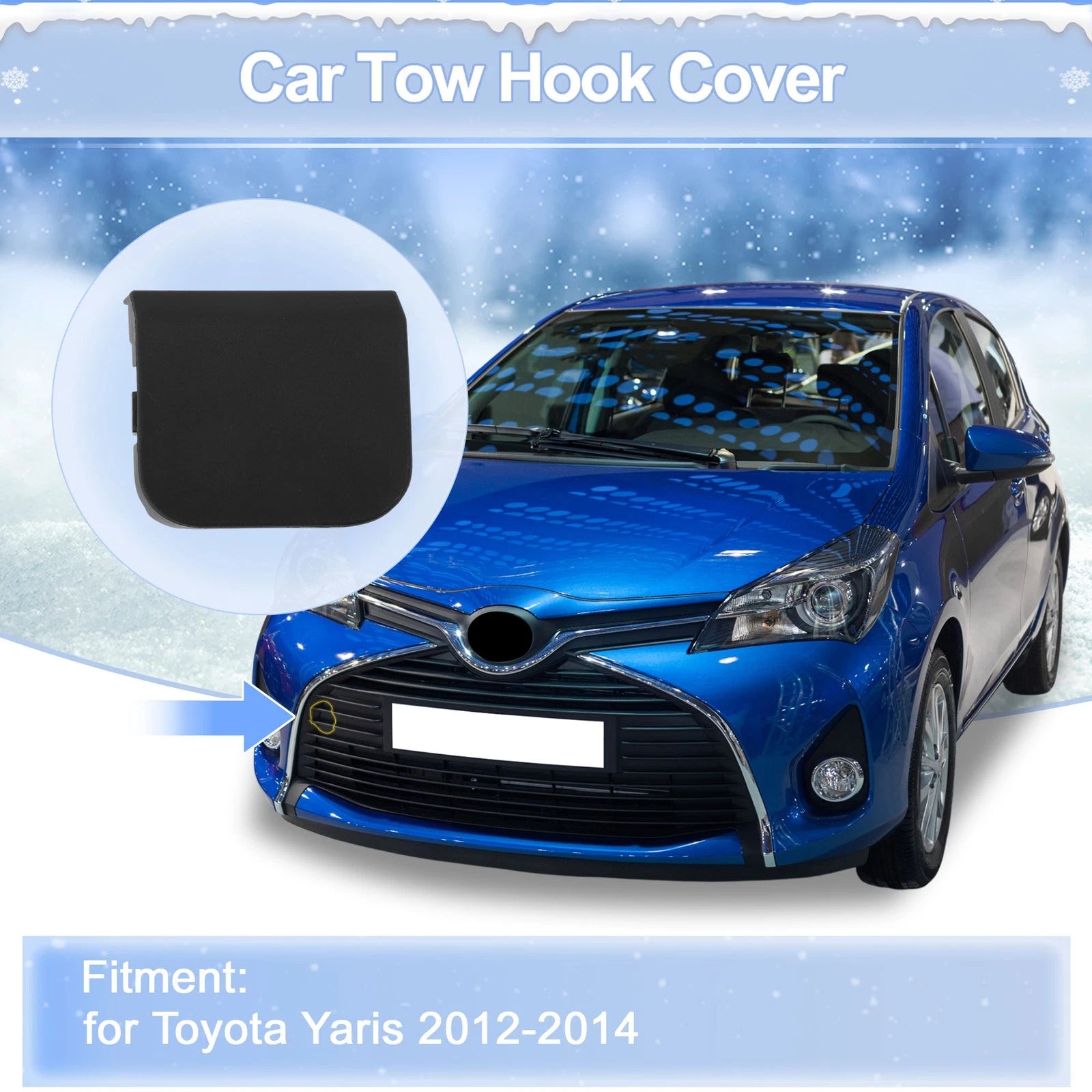 Tow Hook Cover Cap Right Front Replacement for Toyota Yaris (2014–2017)