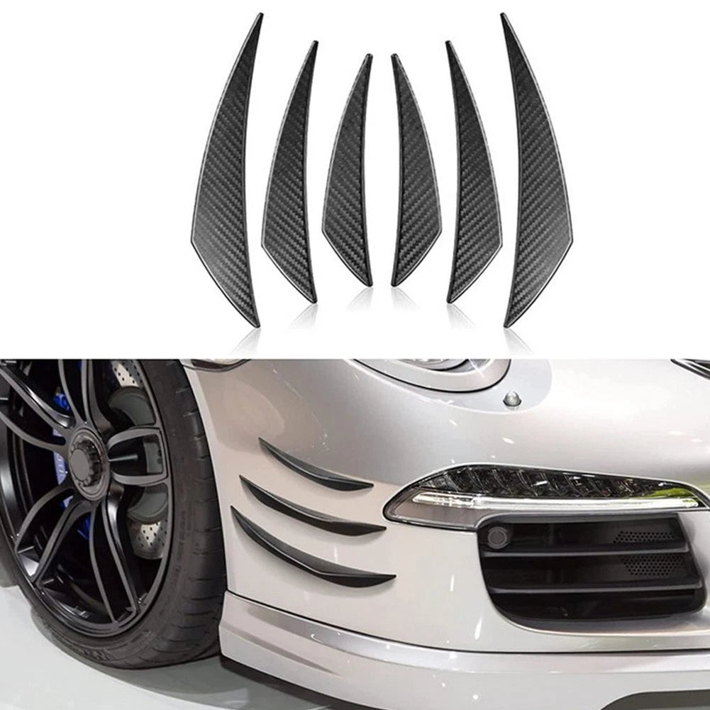 6X Front Bumper Decal Spoiler Canards Kit for Vehicle