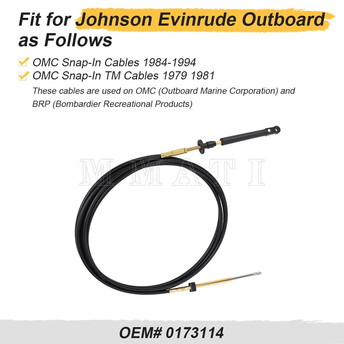 Throttle Shift Remote Control Cable 14' for Johnson Evinrude OMC BRP (0173114)