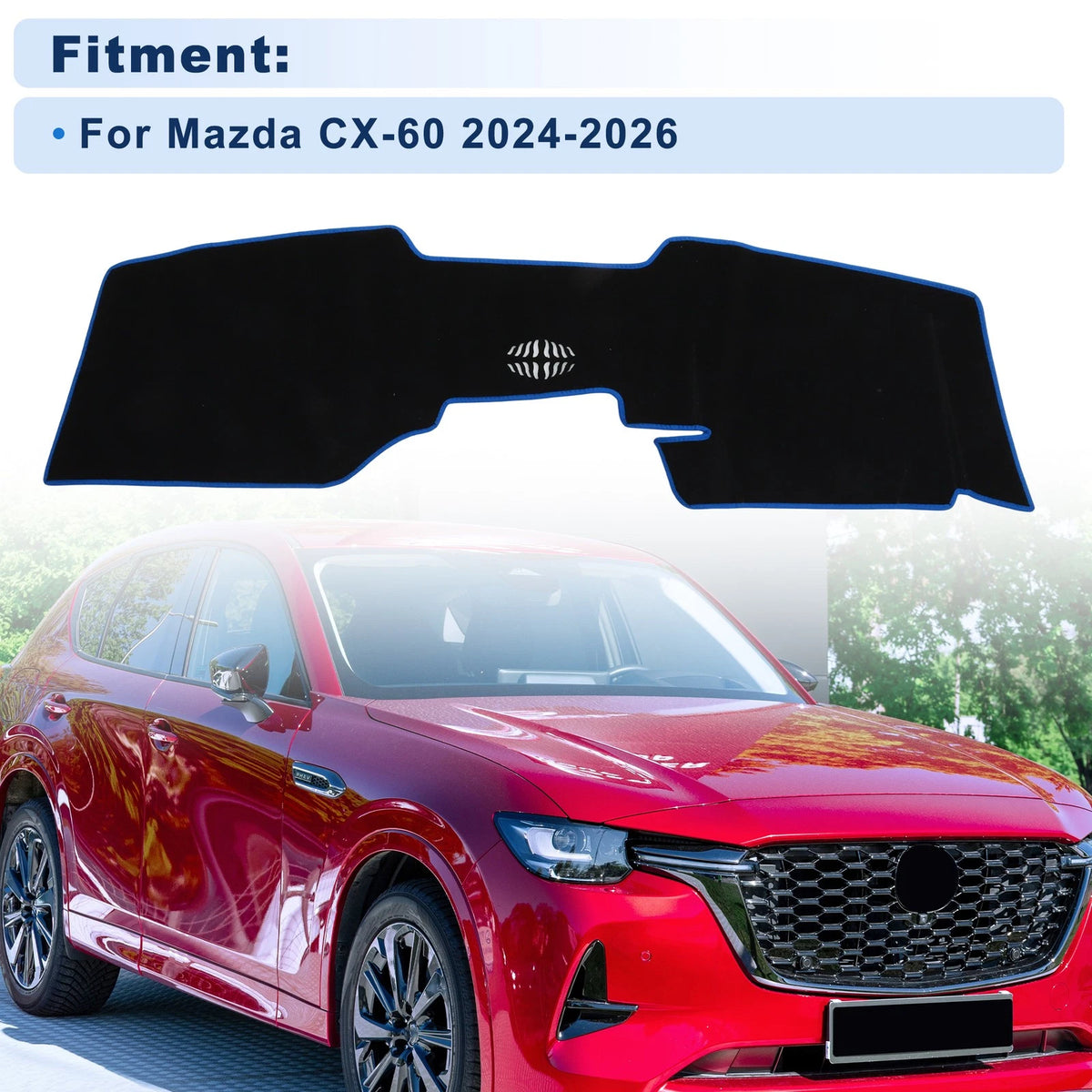 Dash Cover for Mazda CX-60 (2024–2026) Black with Blue Edge