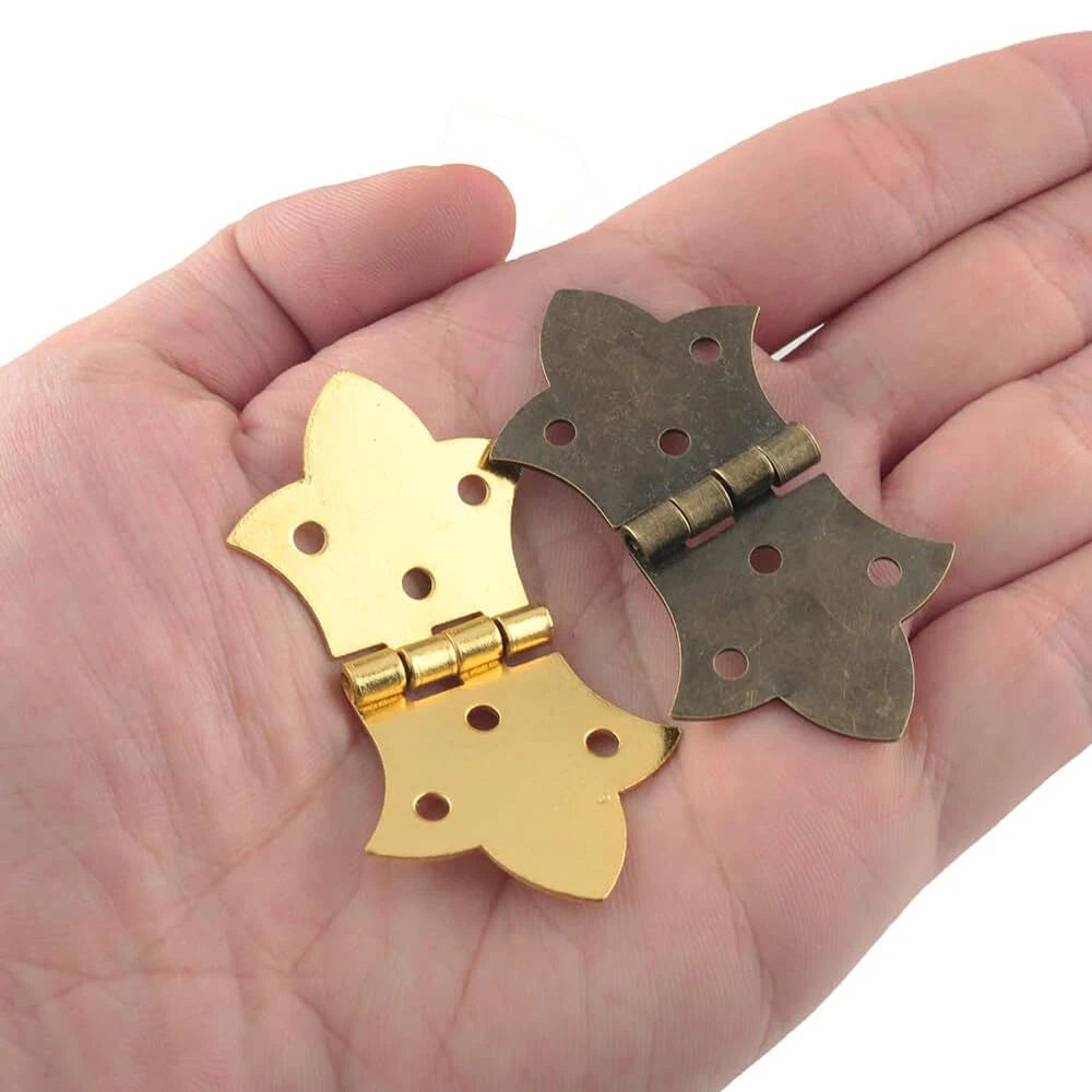 Set of 6 Antique Door Hinges with Screws for Jewelry Chest Cabinet