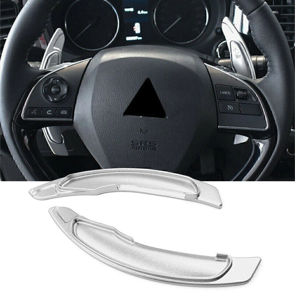 2 Pcs Silver Steering Wheel Paddle Shifter Extension Fit Mitsubishi Lancer Evo X
