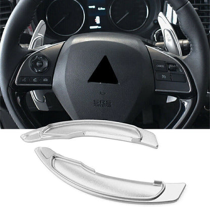 2 Pcs Silver Steering Wheel Paddle Shifter Extension Fit Mitsubishi Lancer Evo X