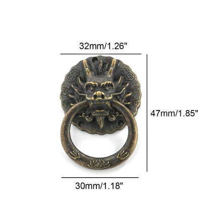 4Pcs Antique Bronze Dragon Head Furniture Pull Handle Drawer Door Cabinet Knob