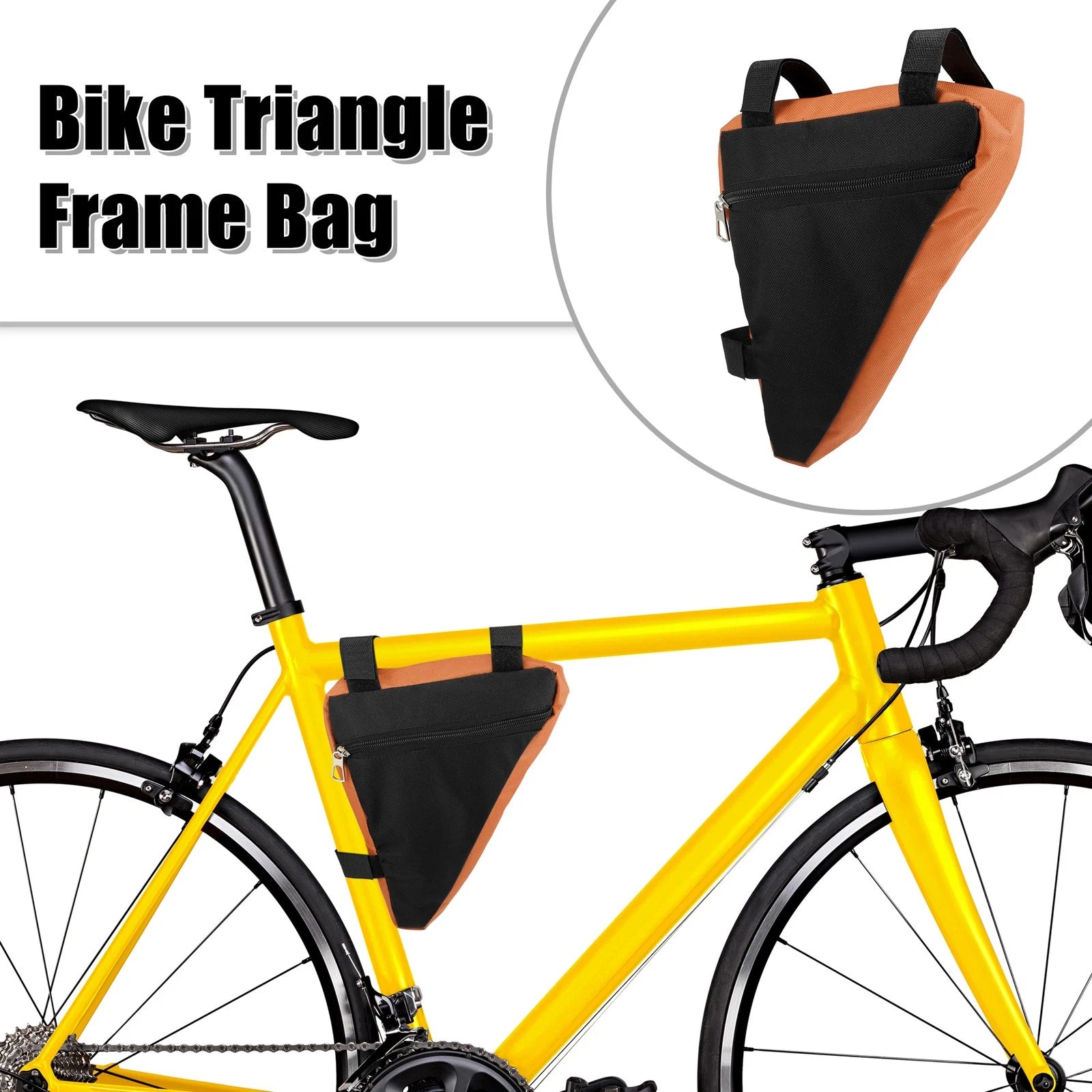Triangle Frame Bag Front Cycling Storage Bag for Mountain Bike (Orange)