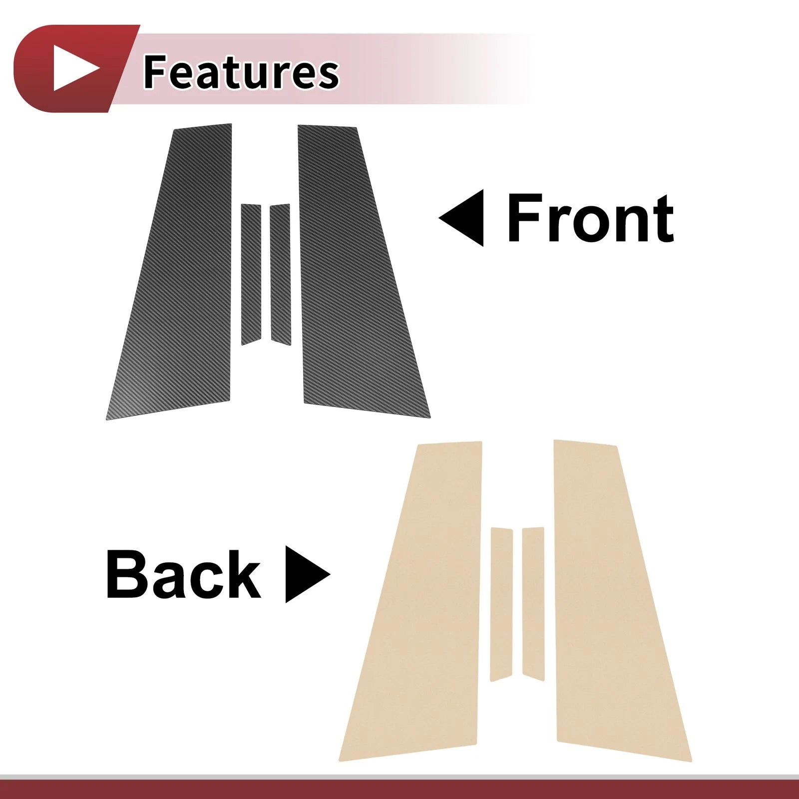 4 Pcs Door Pillar Window Trim Kit for Mercedes-Benz CLS (2006–2011) Black