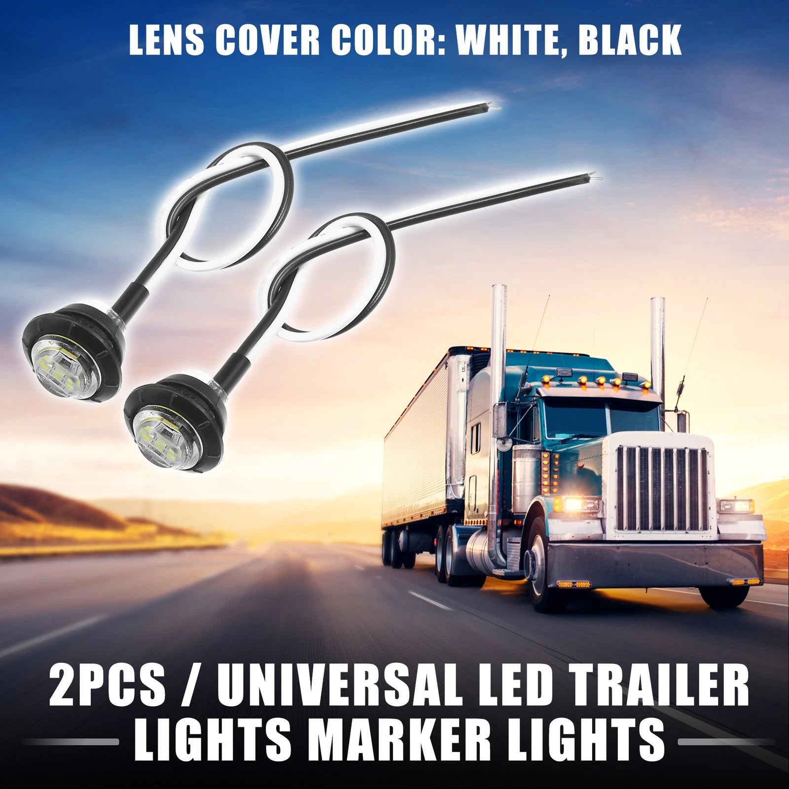 LED Trailer Marker Lights 12V Waterproof White 2 Pack for Universal Use