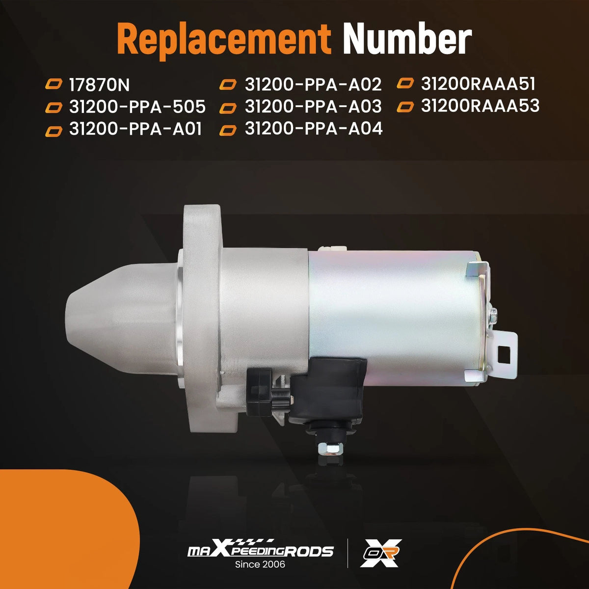 Starter Motor for Honda Accord DX LX EX (2003–2005), Element (2003–2006), Acura TSX (2004–2005)