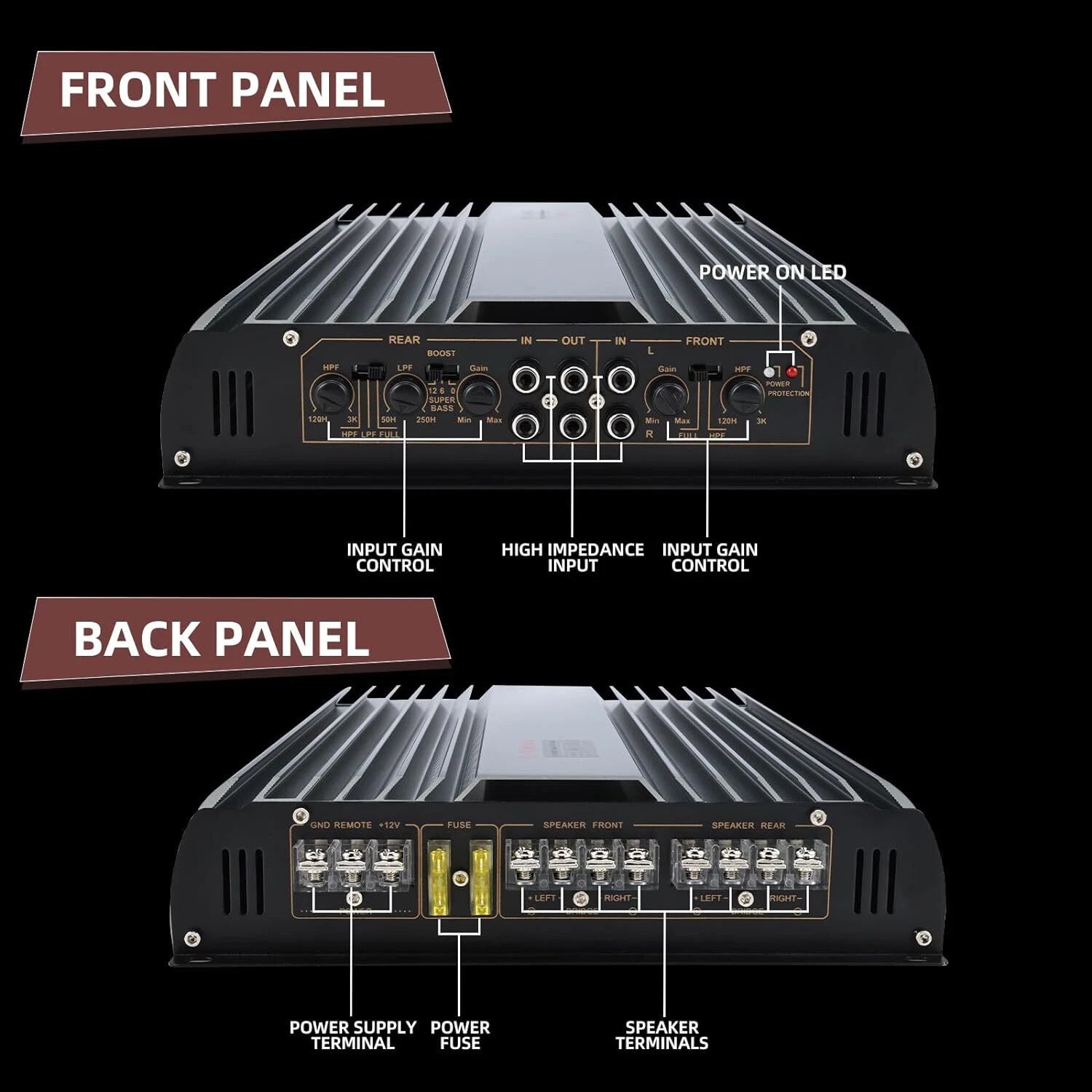 3200W 4 Channel Car Amplifier for Universal Vehicles (2 to 4 Ω)