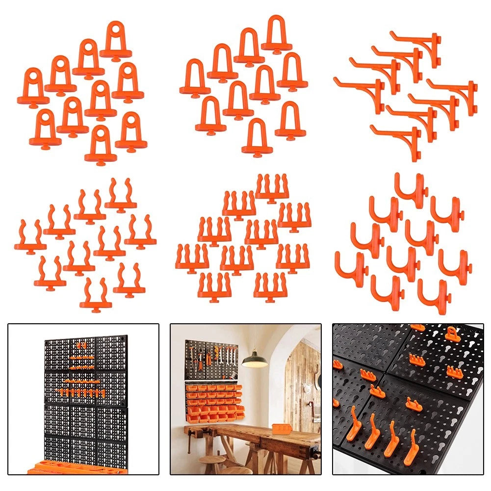Set of 10 Orange Garage Organizer Wall Mounted Storage Hooks