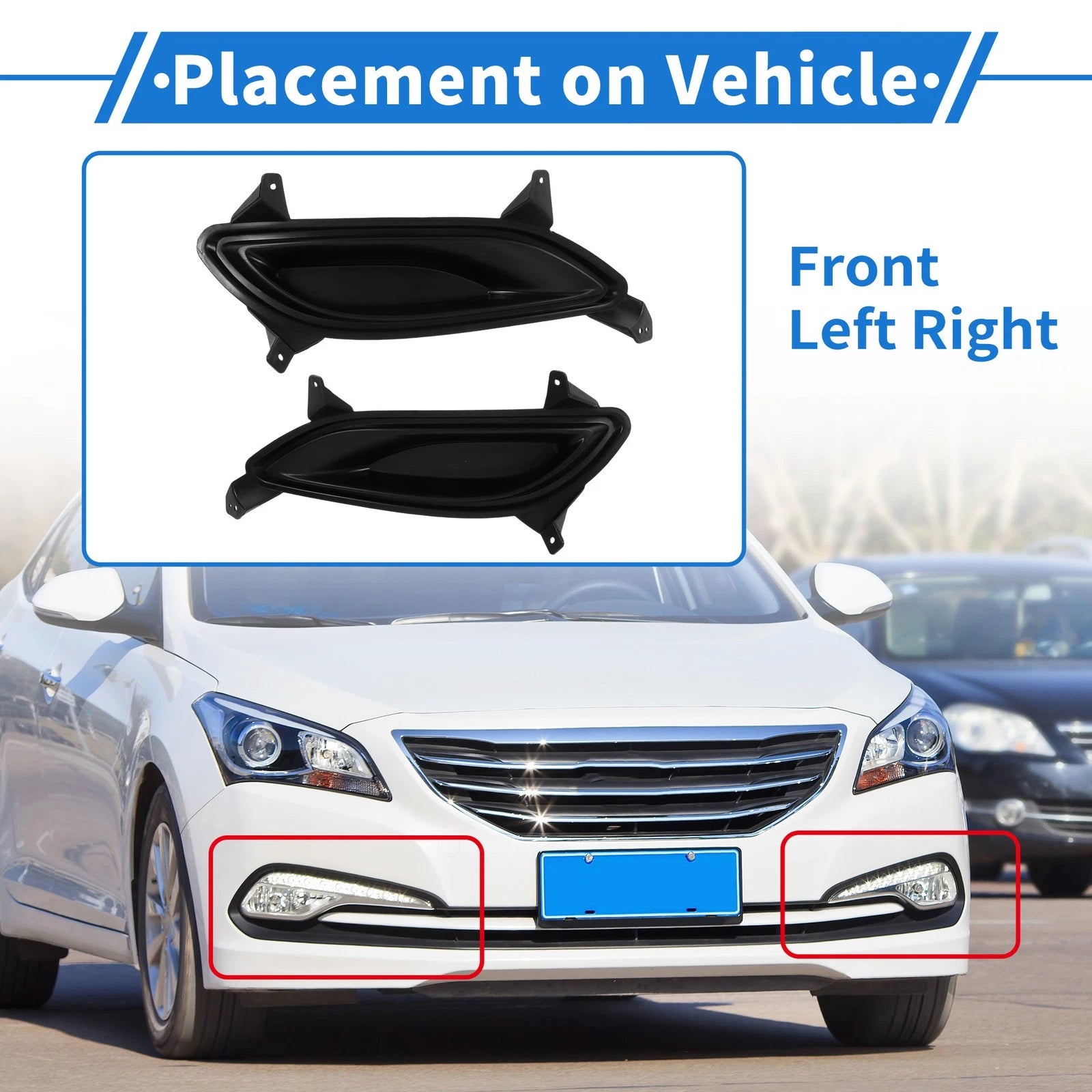 Front Left Right Fog Light Grille Replacement for Hyundai Sonata (2011–2013)