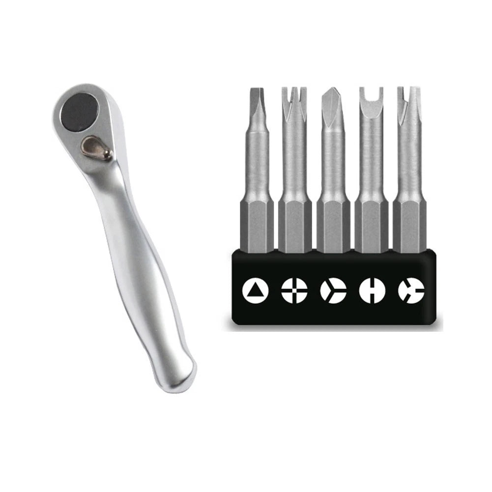 Compact Ratchet Handle with 5 Specialty Bits for Electronics (2010–2023)