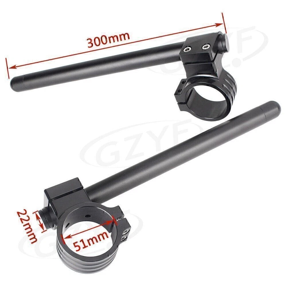 Pair 51mm Left+Right Clip On Handlebar Fork Tube Universal 3 Color Handle Bars