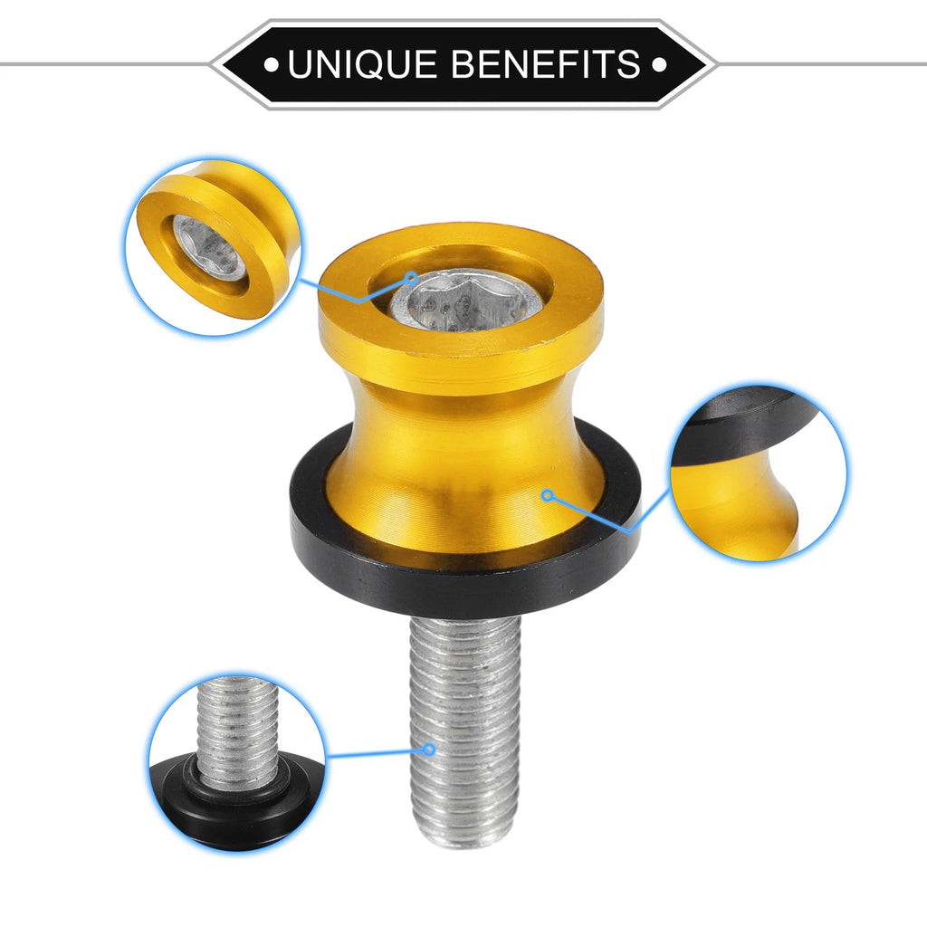 Swingarm Spools 10mm Replacement Pair for Motorcycle M10x1.5 Aluminum