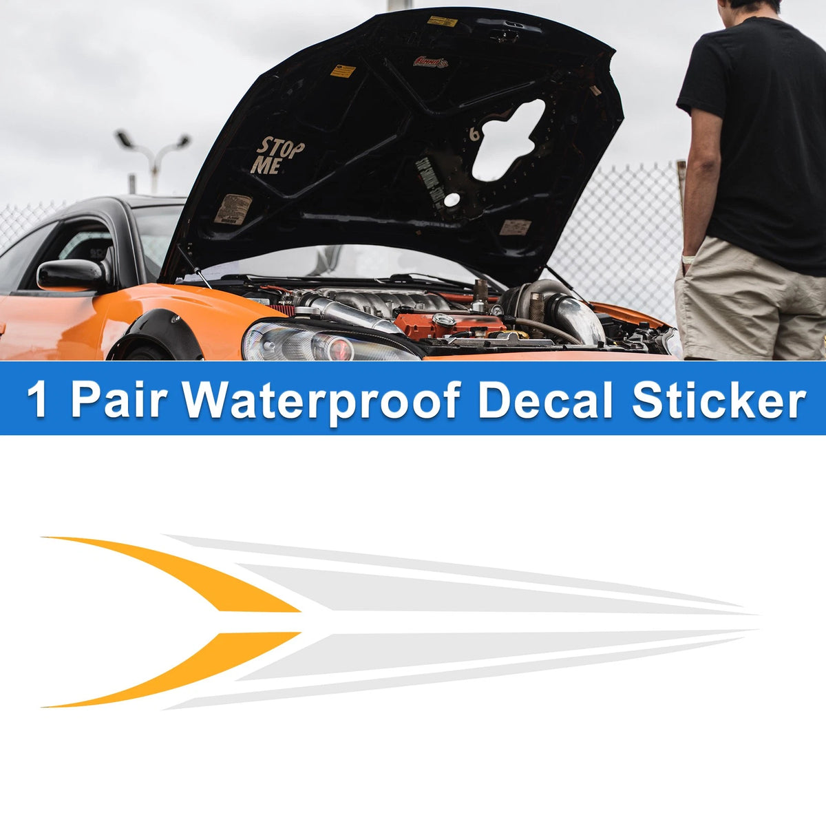 1 Pair Racing Stripes Bumper Sticker Decal for Universal Fit (150x16.5cm)