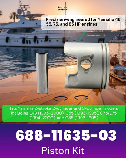 Piston Kit 0.25 for Yamaha Outboard 48-85 HP (1980–1985) 688-11635-03