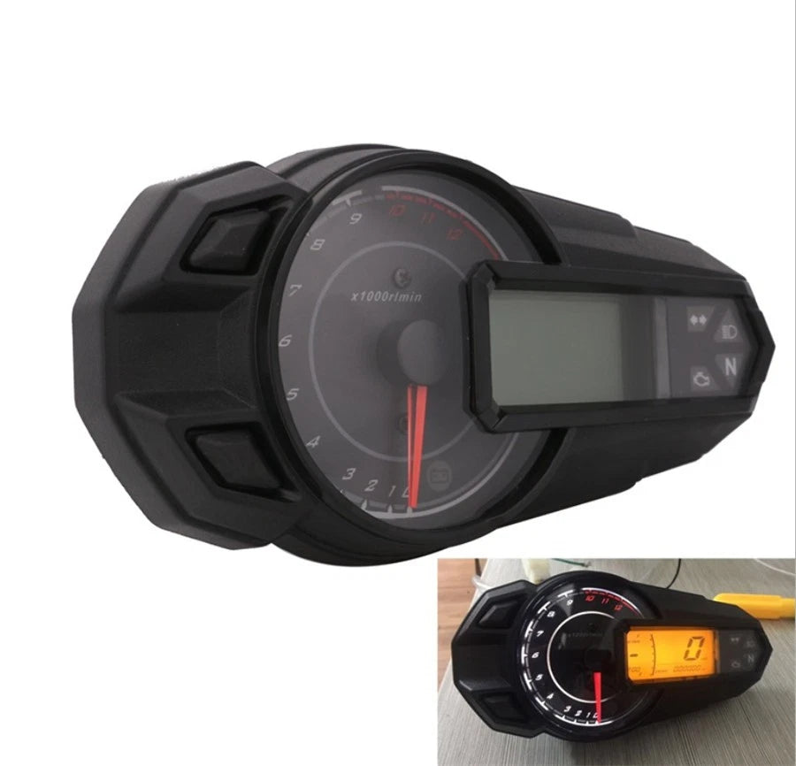 Waterproof LCD Speedometer Tachometer Odometer 12000 RPH for 12V Motorcycle ATV