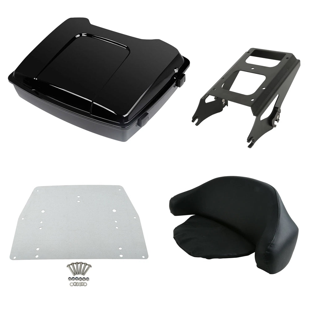 Black Razor Trunk Backrest Rack Plate for Harley Road Glide (2009–2013)
