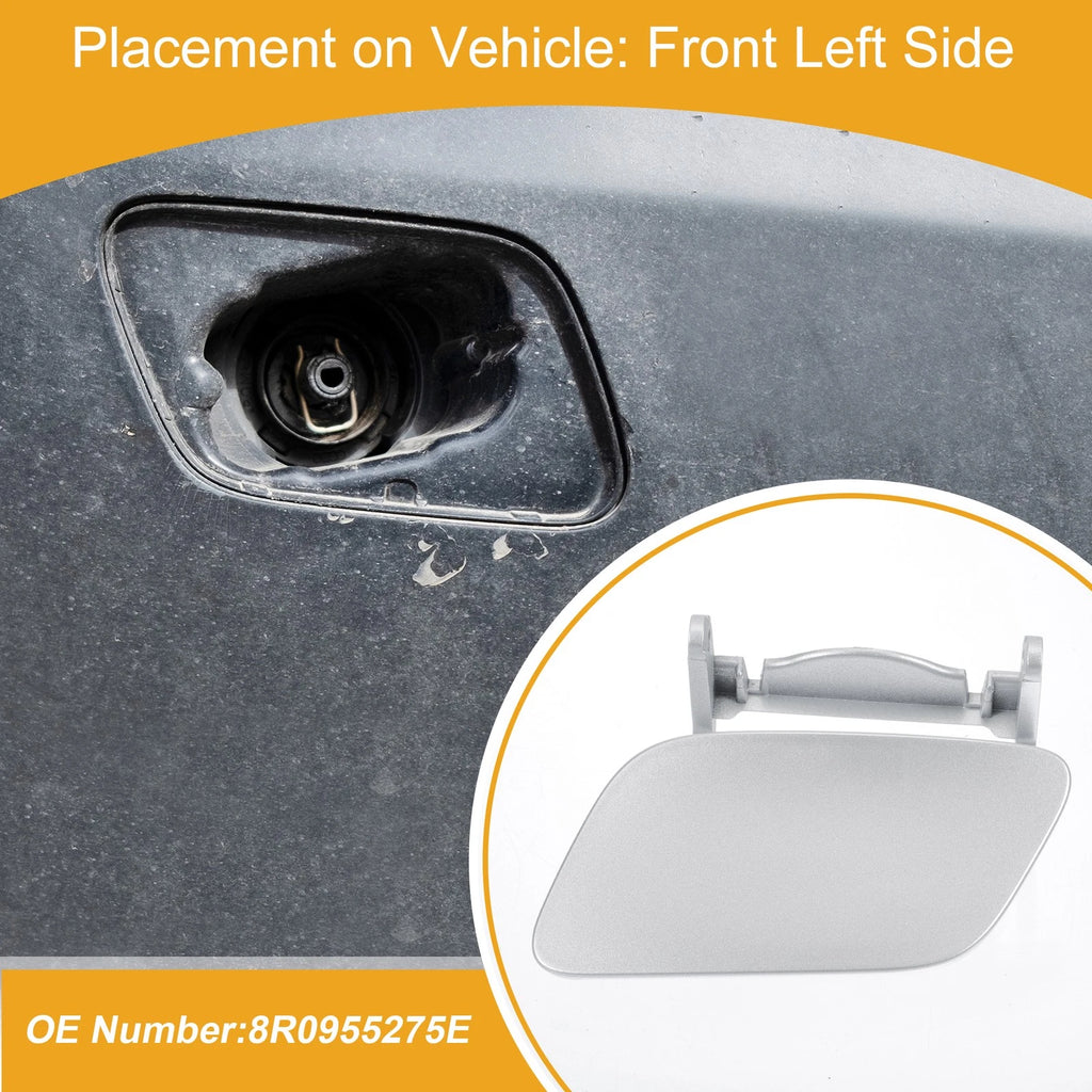 Front Left Washer Nozzle Cover Cap for Audi Q5 (2013–2017) 1 Pc Silver Tone