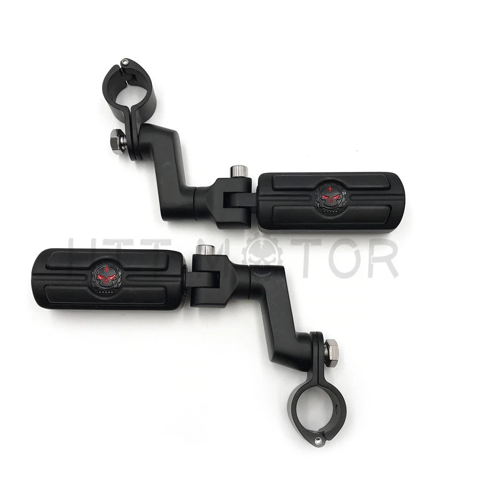 Gear Skull Foot Peg Mount for Harley (1.5" Black Engine Guard)