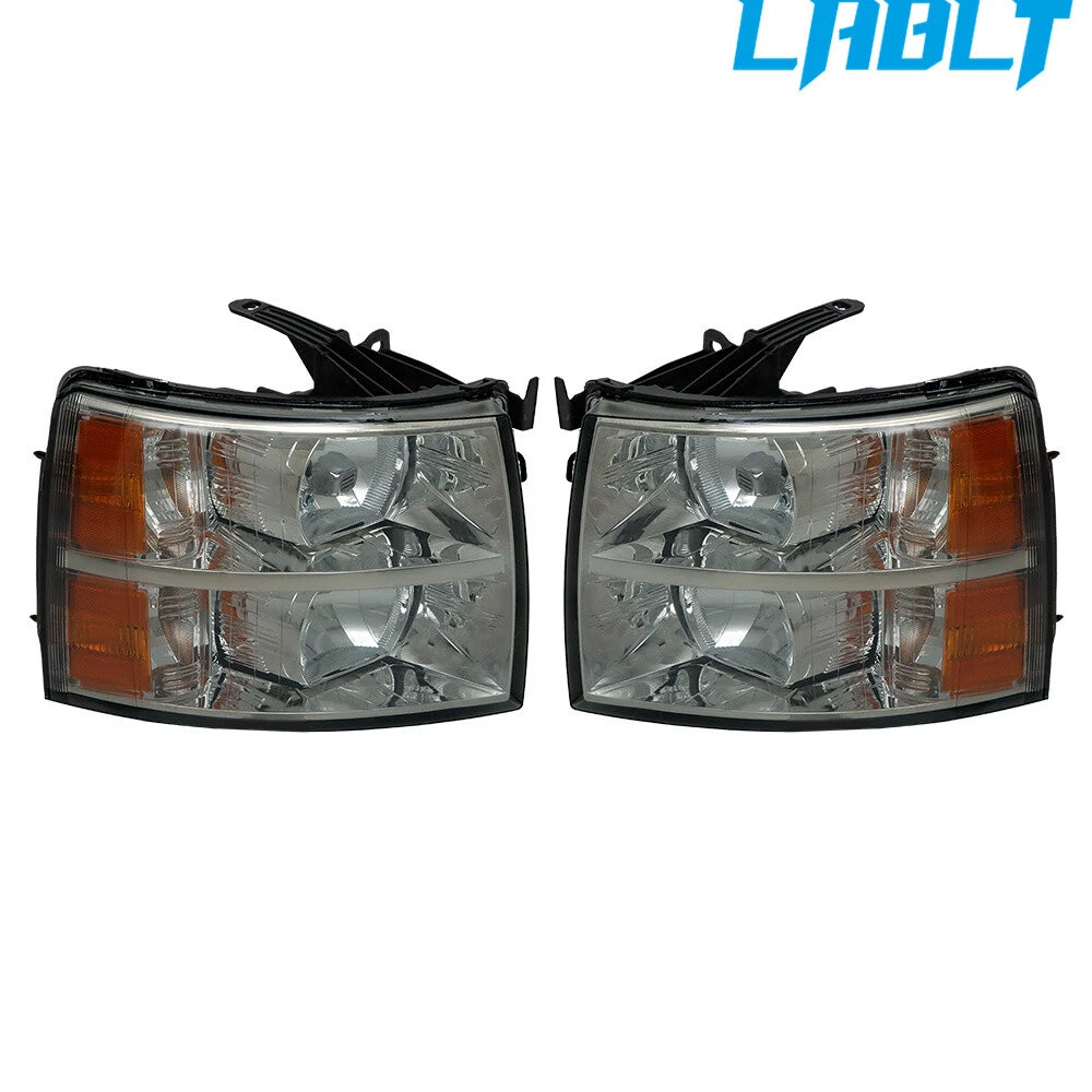 Set of 2 Headlights for Chevrolet Silverado 1500 2500 3500 (2007–2013)