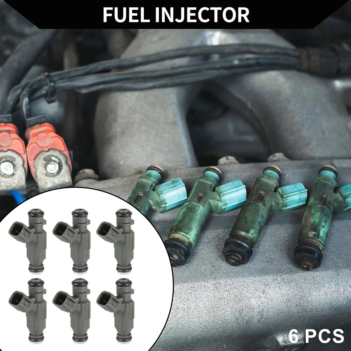 Set of 6 Fuel Injectors for Jaguar S-Type (2000–2007) No.XW4E-9F593-A5B