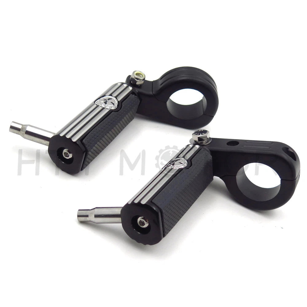 Black Gear Skull Foot Pegs for Harley (1.5")