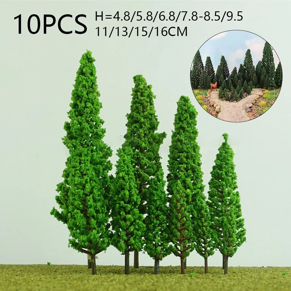 10 Pine Model Trees for Train-Railroad Diorama Landscape Scenery