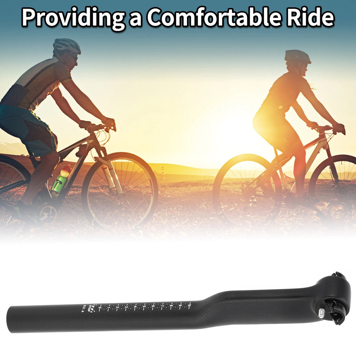 Seat Post 31.6mm Height Adjustable for Bike Saddle Tube 3K Matte Black (—)