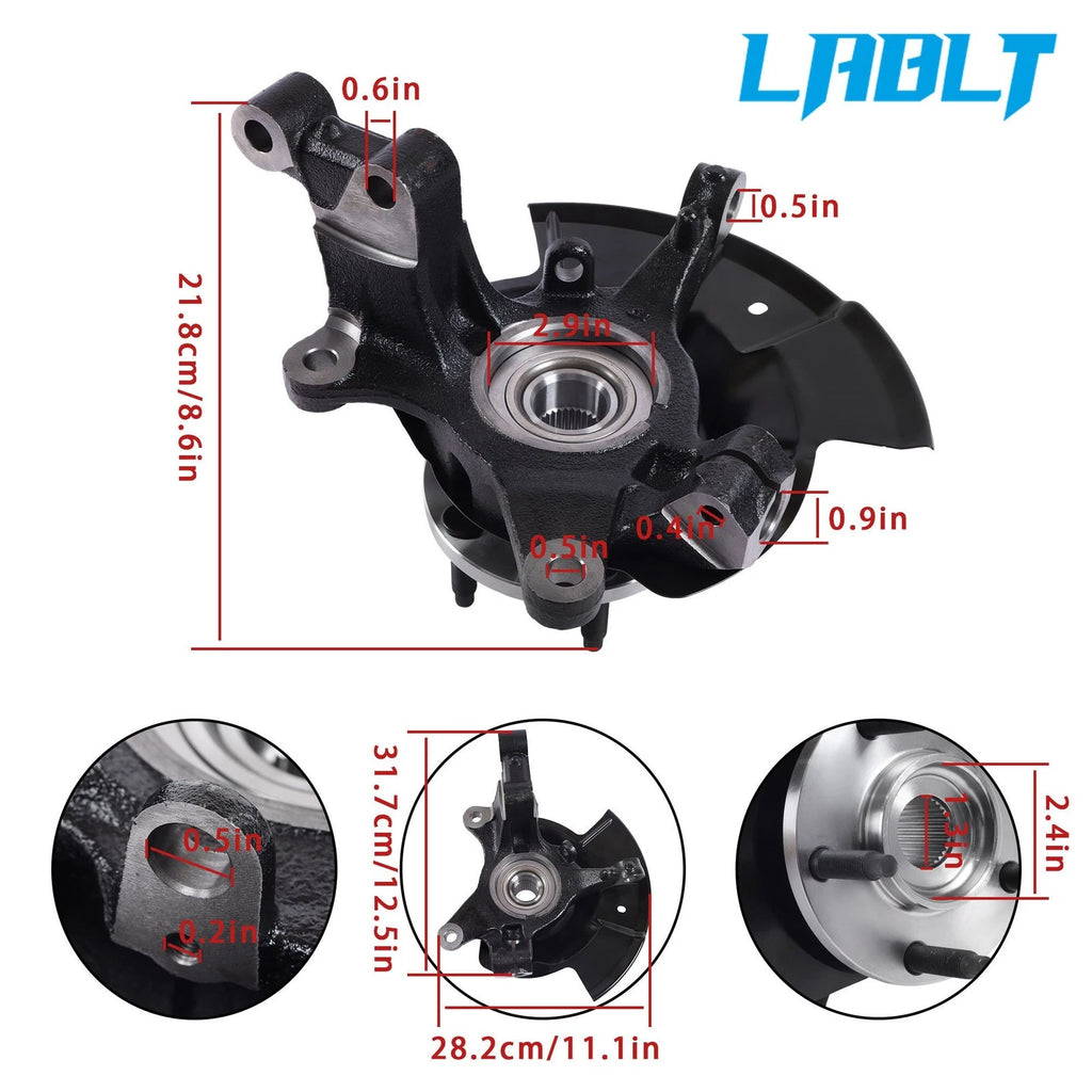 Pair Front Steering Knuckle & Wheel Bearing Hub Assembly for Ford Edge (2007–2010)