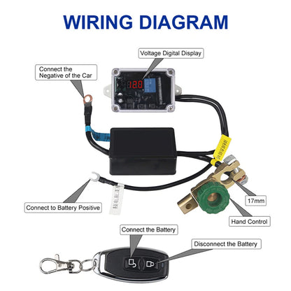 12V Wireless Anti-theft Car Battery Kill Switch with Voltmeter