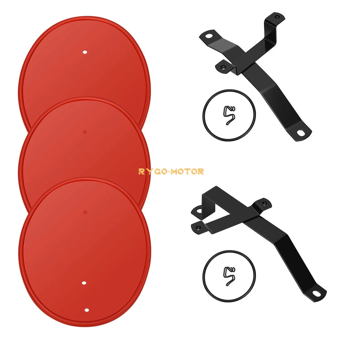 3 Red Number Plates for Honda Z50 Z50R (1979–1987) w/ Brackets & Clips