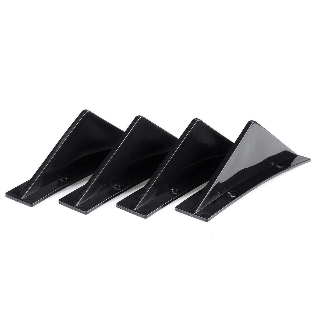 Set of 4 Universal Black Curved Rear Bumper Lip Diffuser Shark Fin Spoiler