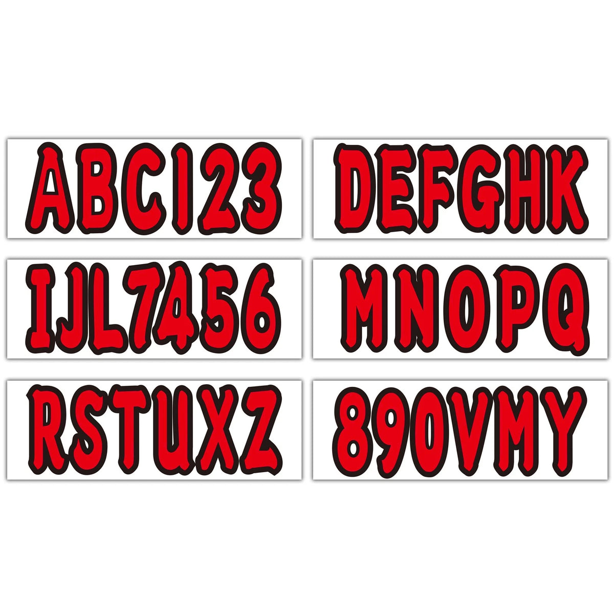 Set of 4 Red 3" Boat Letters Numbers Stickers Decals Waterproof Scratch-Resistant
