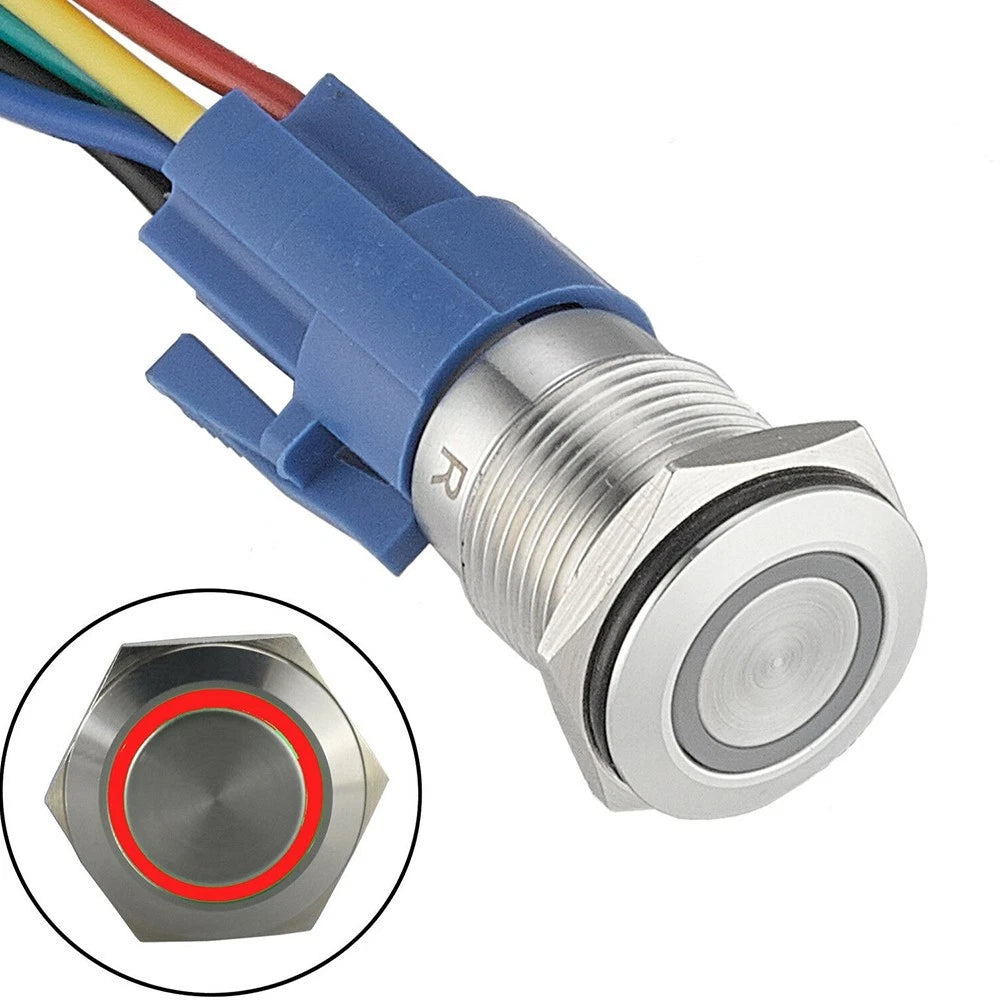 19mm Latching Push Button Switch for Universal Applications (12V DC)