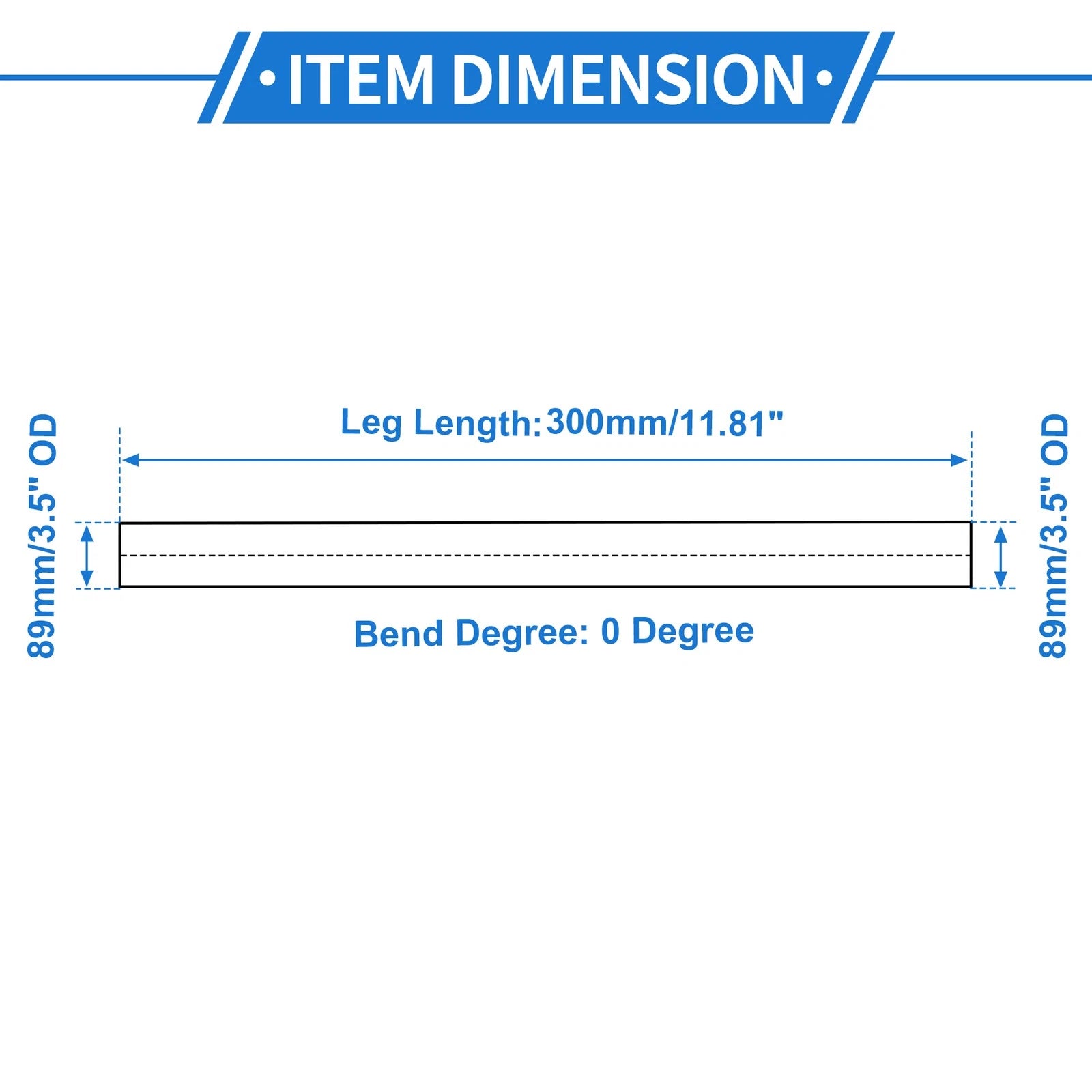 3.5" OD Intercooler Pipe for Universal Applications (0° Angle, 12" Length)