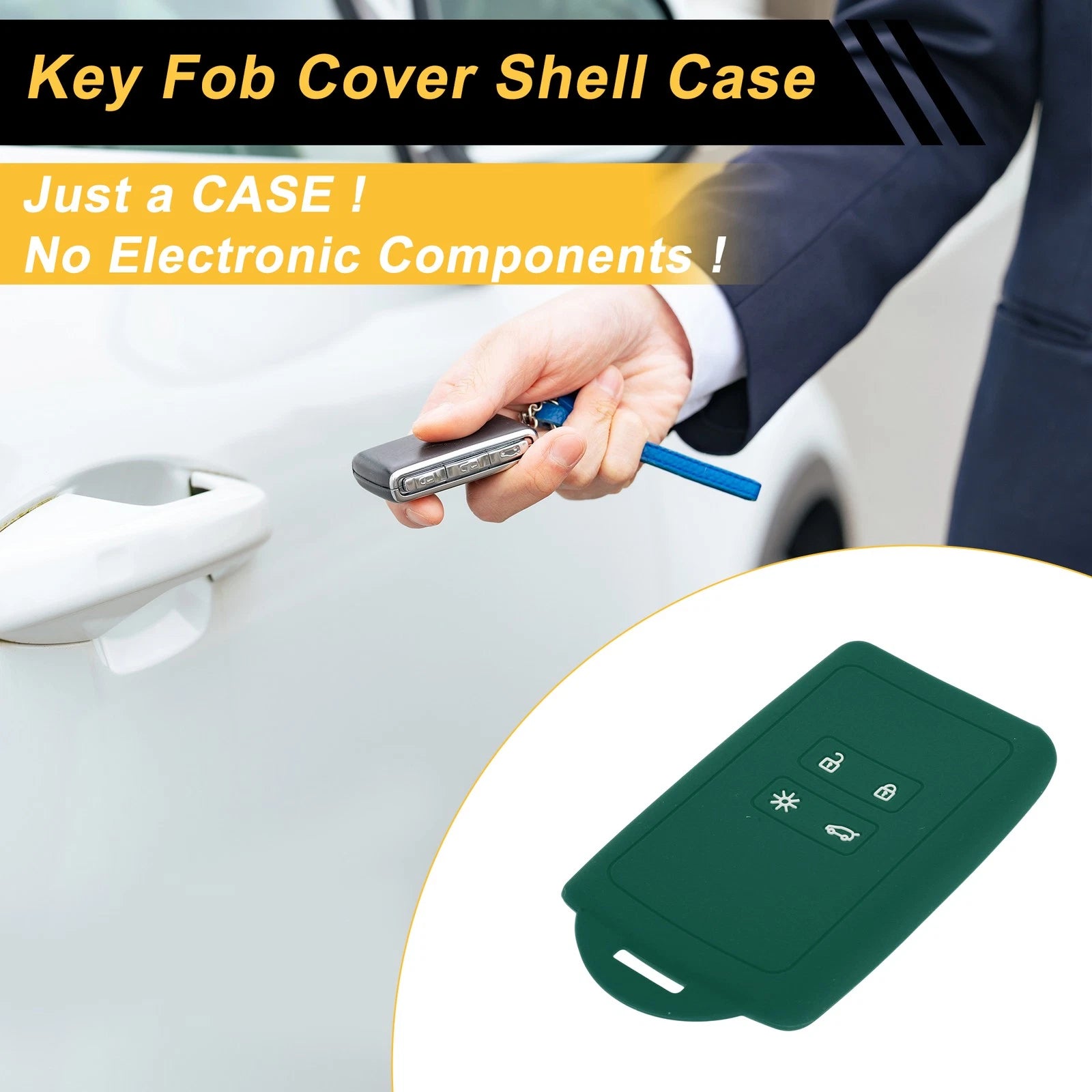 TPU Car Key Case for Renault Clio (2012–2019) - Dark Green
