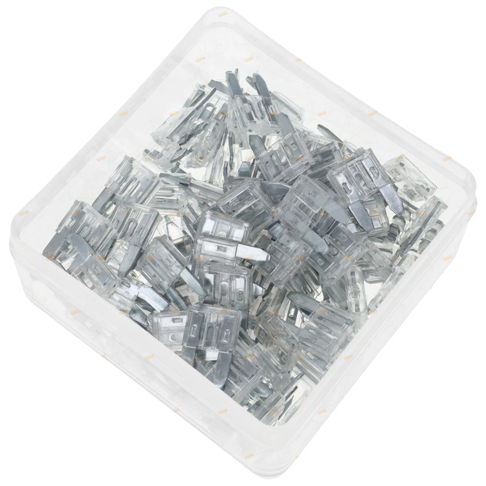 Pack of 100 Mini-Blade Fuses 25A for Universal Use (Clear)