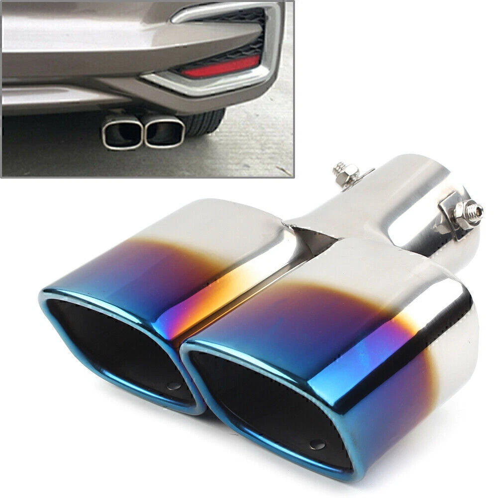 Dual Square Exhaust Pipe Tail Muffler Tips for Universal Fit (2010–2023)
