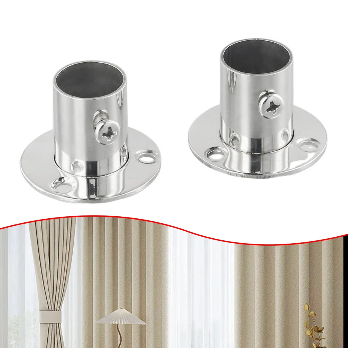 Set of 2 Heavy Duty Wardrobe Bracket End Support for Rail Rod Pole 1932mm